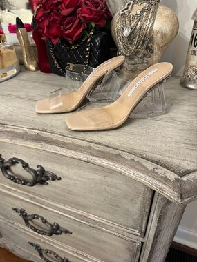 Gianni bini neutral, color, clear strap, clear, funky heel